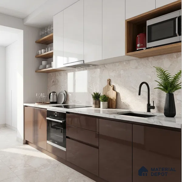 Marble Wall & Floor Tile TL 05116 Marblis Sandy Veil 4 ft x 2 ft Vitrified Endless Glossy Finish - 9 mm (Random 4) | Suitable for Living Room, Bedroom & Bathroom