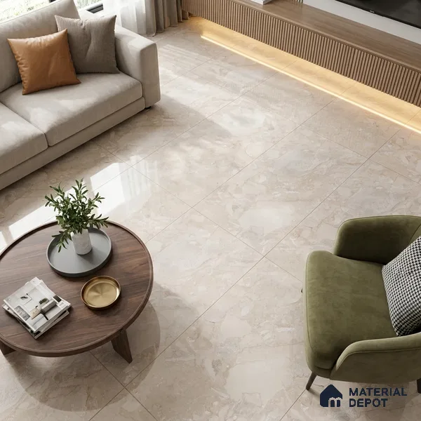 Marble Endless Breccia Oniciata Wall & Floor Tile TL 05116 Sand Beige 4 ft x 2 ft Glossy Finish Vitrified Tile - 9 mm | 4 Random Designs | Suitable For Living Room, Bedroom, Dining