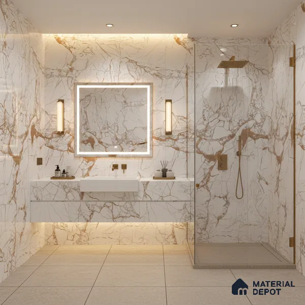 Marble Wall & Floor Tile TL 05117 B Marblis Italino Raven Light 4 ft x 2 ft Vitrified Endless High Gloss Finish - 9 mm (Random 4) | Suitable for Living Room, Bedroom & Bathroom