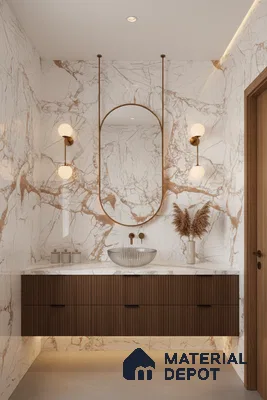 Marble Wall & Floor Tile TL 05117 B Marblis Italino Raven Light 4 ft x 2 ft Vitrified Endless High Gloss Finish - 9 mm (Random 4) | Suitable for Living Room, Bedroom & Bathroom