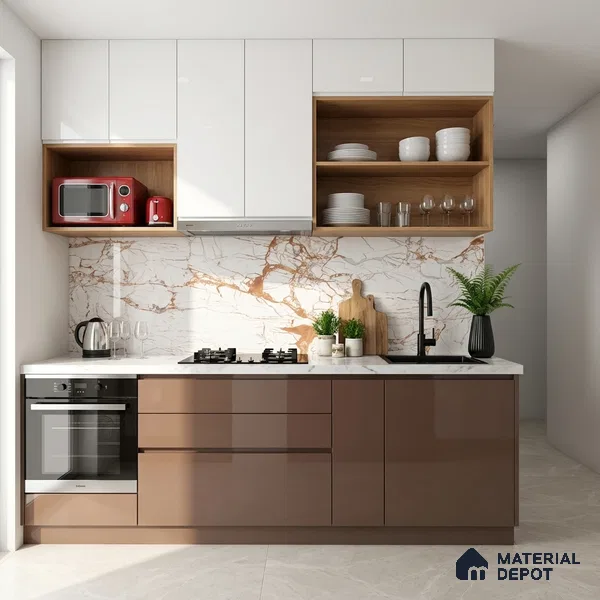 Marble Wall & Floor Tile TL 05117 B Marblis Italino Raven Light 4 ft x 2 ft Vitrified Endless High Gloss Finish - 9 mm (Random 4) | Suitable for Living Room, Bedroom & Bathroom