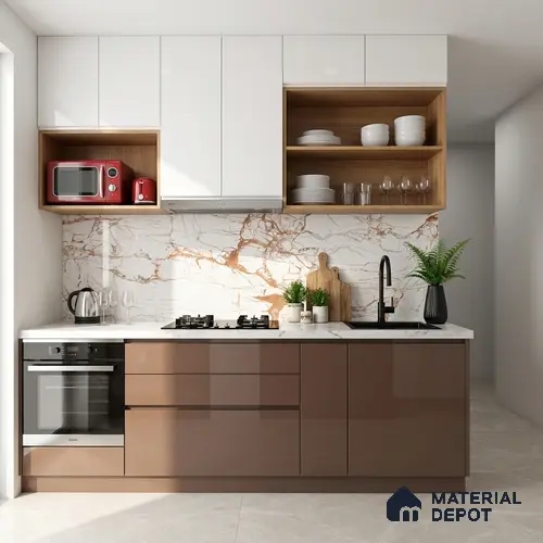 Marble Wall & Floor Tile TL 05117 B Marblis Italino Raven Light 4 ft x 2 ft Vitrified Endless High Gloss Finish - 9 mm (Random 4) | Suitable for Living Room, Bedroom & Bathroom