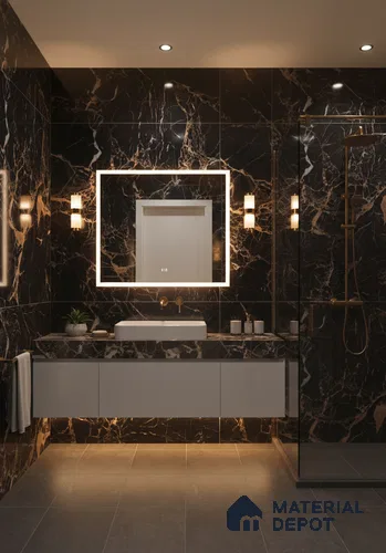 Marble Wall & Floor Tile TL 05117 Marblis Italino Raven 4 ft x 2 ft Vitrified Endless High Gloss Finish - 9 mm (Random 4) | Suitable for Living Room, Bedroom & Bathroom