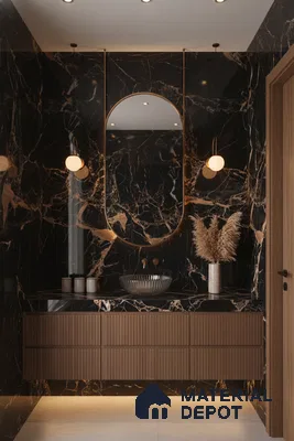 Marble Wall & Floor Tile TL 05117 Marblis Italino Raven 4 ft x 2 ft Vitrified Endless High Gloss Finish - 9 mm (Random 4) | Suitable for Living Room, Bedroom & Bathroom