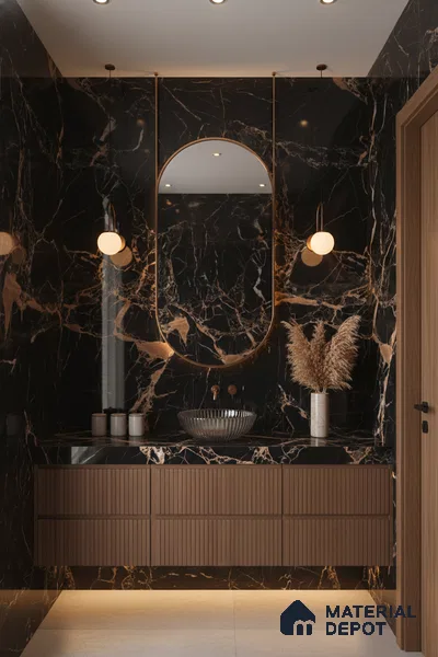 Marble Wall & Floor Tile TL 05117 Marblis Italino Raven 4 ft x 2 ft Vitrified Endless High Gloss Finish - 9 mm (Random 4) | Suitable for Living Room, Bedroom & Bathroom