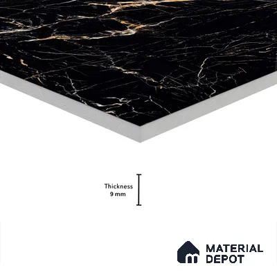 Marble Endless Portoro Wall & Floor Tile TL 05117 Onyx Black 4 ft x 2 ft High Gloss Finish Vitrified Tile - 9 mm | 4 Random Designs | Suitable For Living Room, Bedroom, Dining