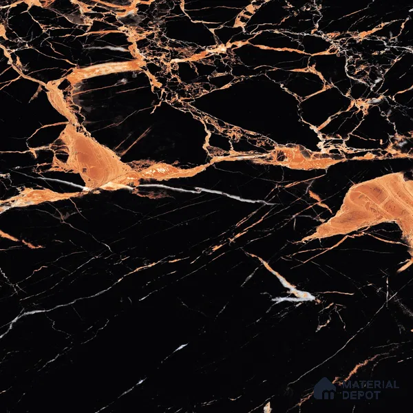 Marble Endless Portoro Wall & Floor Tile TL 05117 Onyx Black 4 ft x 2 ft High Gloss Finish Vitrified Tile - 9 mm | 4 Random Designs | Suitable For Living Room, Bedroom, Dining