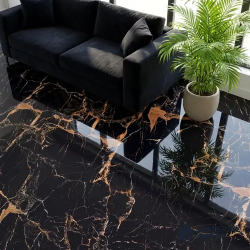 Marble Wall & Floor Tile TL 05117 Marblis Italino Raven 4 ft x 2 ft Vitrified Endless High Gloss Finish - 9 mm (Random 4) | Suitable for Living Room, Bedroom & Bathroom