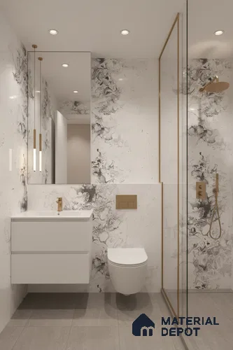 Marble Wall & Floor Tile TL 05118 B Marblis Blizzard Shine 4 ft x 2 ft Vitrified Endless Glossy Finish - 9 mm (Random 4) | Suitable for Living Room, Bedroom & Bathroom