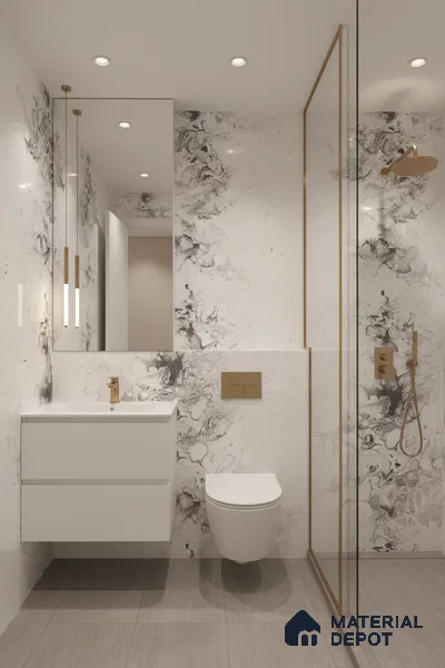 Marble Wall & Floor Tile TL 05118 B Marblis Blizzard Shine 4 ft x 2 ft Vitrified Endless Glossy Finish - 9 mm (Random 4) | Suitable for Living Room, Bedroom & Bathroom