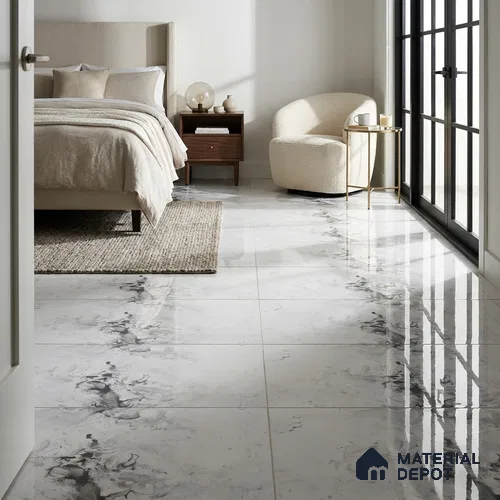 Marble Wall & Floor Tile TL 05118 B Marblis Blizzard Shine 4 ft x 2 ft Vitrified Endless Glossy Finish - 9 mm (Random 4) | Suitable for Living Room, Bedroom & Bathroom