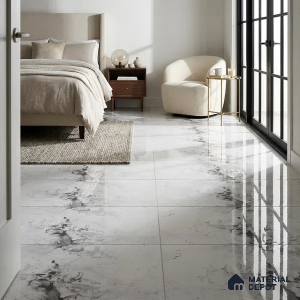 Marble Wall & Floor Tile TL 05118 B Marblis Blizzard Shine 4 ft x 2 ft Vitrified Endless Glossy Finish - 9 mm (Random 4) | Suitable for Living Room, Bedroom & Bathroom