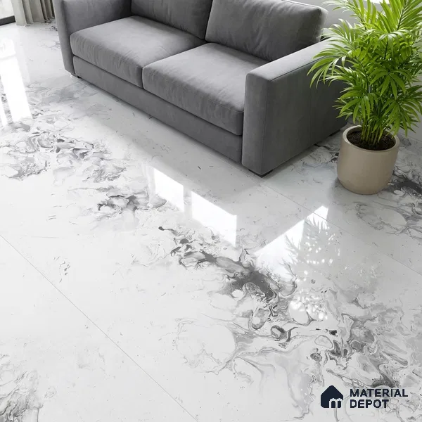 Marble Wall & Floor Tile TL 05118 B Marblis Blizzard Shine 4 ft x 2 ft Vitrified Endless Glossy Finish - 9 mm (Random 4) | Suitable for Living Room, Bedroom & Bathroom