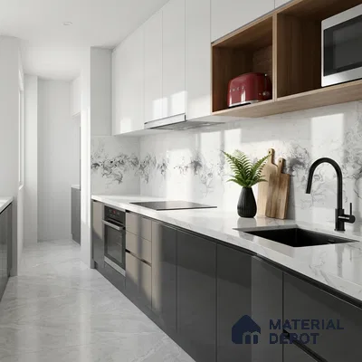 Marble Wall & Floor Tile TL 05118 B Marblis Blizzard Shine 4 ft x 2 ft Vitrified Endless Glossy Finish - 9 mm (Random 4) | Suitable for Living Room, Bedroom & Bathroom