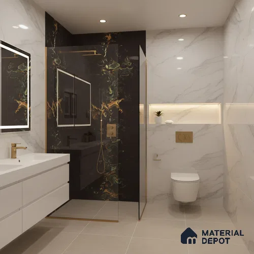 Marble Wall & Floor Tile TL 05118 Marblis Eclipse 4 ft x 2 ft Vitrified Endless High Gloss Finish - 9 mm (Random 4) | Suitable for Living Room, Bedroom & Bathroom