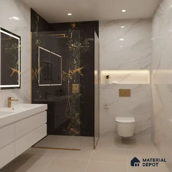 Marble Wall & Floor Tile TL 05118 Marblis Eclipse 4 ft x 2 ft Vitrified Endless High Gloss Finish - 9 mm (Random 4) | Suitable for Living Room, Bedroom & Bathroom