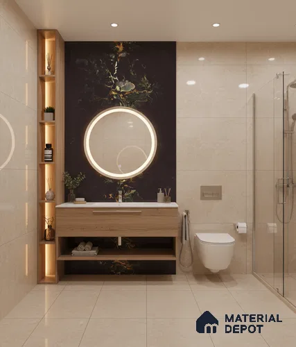 Marble Wall & Floor Tile TL 05118 Marblis Eclipse 4 ft x 2 ft Vitrified Endless High Gloss Finish - 9 mm (Random 4) | Suitable for Living Room, Bedroom & Bathroom