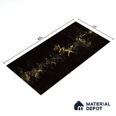 Marble Endless Portoro Wall & Floor Tile TL 05118 Jet Black 4 ft x 2 ft High Gloss Finish Vitrified Tile - 9 mm | 4 Random Designs | Suitable For Living Room, Bedroom, Dining