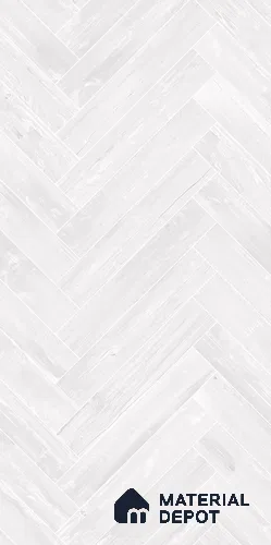 Wooden Floor Tile TL 05120 B Mokuzai Pure Snow 4 ft x 2 ft Vitrified Endless Carving Matte Finish - 9 mm | Herringbone | Suitable for Living Room, Bedroom & Bathroom
