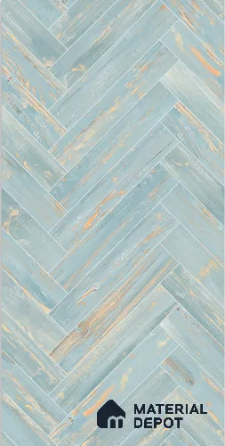 Wooden Floor Tile TL 05120 Mokuzai Indigo Drift 4 ft x 2 ft Vitrified Endless Carving Matte Finish - 9 mm | Herringbone | Suitable for Living Room, Bedroom & Bathroom