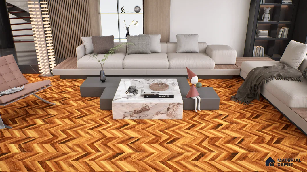 Wooden Wall & Floor Tile TL 05123 Mokuzai Sienna Timber 4 ft x 2 ft Vitrified Endless Matte Finish - 9 mm | Suitable for Living Room, Bedroom & Bathroom