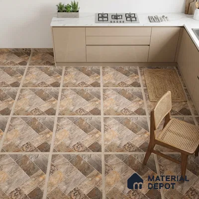 Stone Floor Tile TL 05128 B Zephyr Grain Espresso 2 ft x 2 ft Vitrified  Matte Finish - 12 mm  | Suitable for Terrace, Courtyard, Parking & Balcony