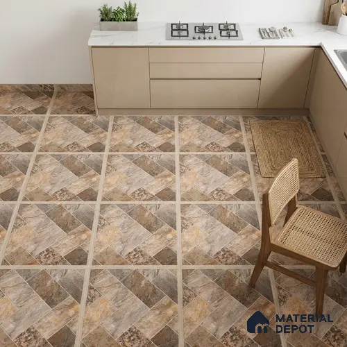 Stone Floor Tile TL 05128 B Zephyr Grain Espresso 2 ft x 2 ft Vitrified  Matte Finish - 12 mm  | Suitable for Terrace, Courtyard, Parking & Balcony