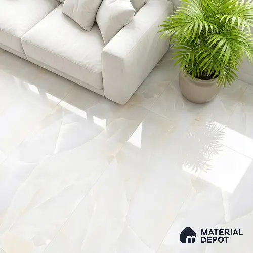 Marble Wall & Floor Tile TL 05129 Marblis Arctic Onyx 4 ft x 2 ft Vitrified Endless Glossy Finish - 9 mm (Random 3) | Suitable for Living Room, Bedroom & Bathroom