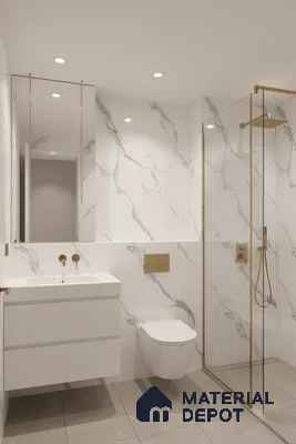 Marble Wall & Floor Tile TL 05130 Marblis Snowy Calacatta 4 ft x 2 ft Vitrified Endless Glossy Finish - 9 mm (Random 4) | Suitable for Living Room, Bedroom & Bathroom