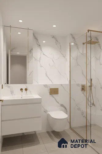 Marble Wall & Floor Tile TL 05130 Marblis Snowy Calacatta 4 ft x 2 ft Vitrified Endless Glossy Finish - 9 mm (Random 4) | Suitable for Living Room, Bedroom & Bathroom