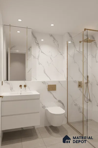 Marble Wall & Floor Tile TL 05130 Marblis Snowy Calacatta 4 ft x 2 ft Vitrified Endless Glossy Finish - 9 mm (Random 4) | Suitable for Living Room, Bedroom & Bathroom