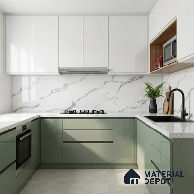 Marble Wall & Floor Tile TL 05130 Marblis Snowy Calacatta 4 ft x 2 ft Vitrified Endless Glossy Finish - 9 mm (Random 4) | Suitable for Living Room, Bedroom & Bathroom