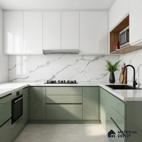 Marble Wall & Floor Tile TL 05130 Marblis Snowy Calacatta 4 ft x 2 ft Vitrified Endless Glossy Finish - 9 mm (Random 4) | Suitable for Living Room, Bedroom & Bathroom