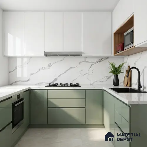 Marble Wall & Floor Tile TL 05130 Marblis Snowy Calacatta 4 ft x 2 ft Vitrified Endless Glossy Finish - 9 mm (Random 4) | Suitable for Living Room, Bedroom & Bathroom