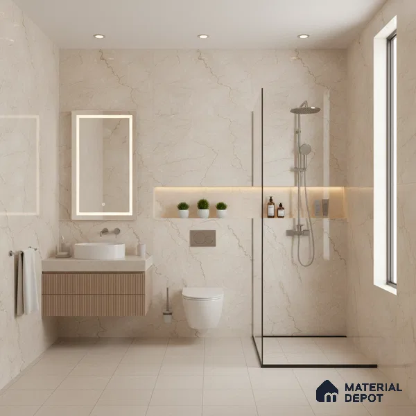 Marble Wall & Floor Tile TL 05131 Marblis Bottochino Mirage 4 ft x 2 ft Vitrified Endless Glossy Finish - 9 mm (Random 2) | Suitable for Living Room, Bedroom & Bathroom