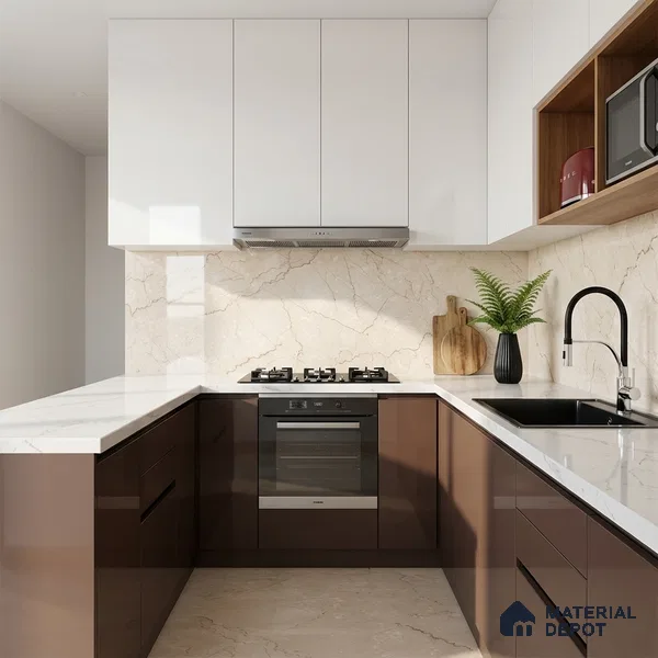 Marble Wall & Floor Tile TL 05131 Marblis Bottochino Mirage 4 ft x 2 ft Vitrified Endless Glossy Finish - 9 mm (Random 2) | Suitable for Living Room, Bedroom & Bathroom