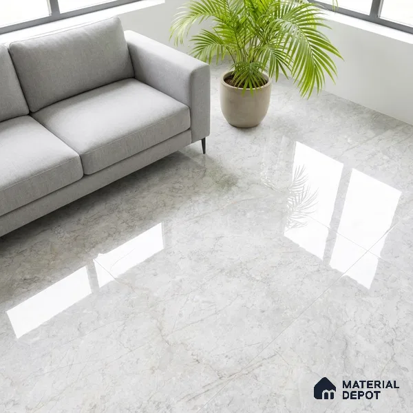 Marble Wall & Floor Tile TL 05133 Marblis Arctic Frost 4 ft x 2 ft Vitrified Endless Glossy Finish - 9 mm (Random 4) | Suitable for Living Room, Bedroom & Bathroom