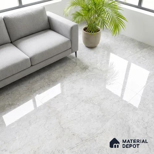 Marble Wall & Floor Tile TL 05133 Marblis Arctic Frost 4 ft x 2 ft Vitrified Endless Glossy Finish - 9 mm (Random 4) | Suitable for Living Room, Bedroom & Bathroom