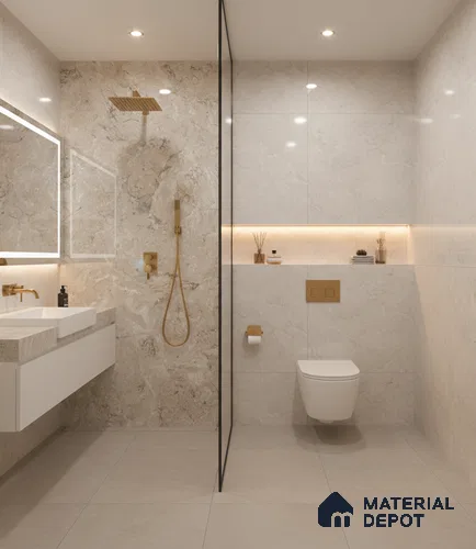 Marble Wall & Floor Tile TL 05134 Marblis Chestnut Vein 4 ft x 2 ft Vitrified Endless Glossy Finish - 9 mm (Random 4) | Suitable for Living Room, Bedroom & Bathroom