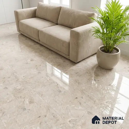 Marble Wall & Floor Tile TL 05134 Marblis Chestnut Vein 4 ft x 2 ft Vitrified Endless Glossy Finish - 9 mm (Random 4) | Suitable for Living Room, Bedroom & Bathroom