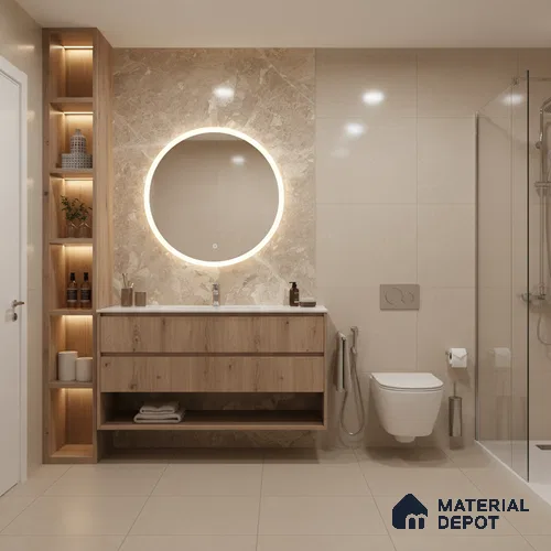 Marble Wall & Floor Tile TL 05136 Marblis Walnut Elegance 4 ft x 2 ft Vitrified Endless Glossy Finish - 9 mm (Random 4) | Suitable for Living Room, Bedroom & Bathroom