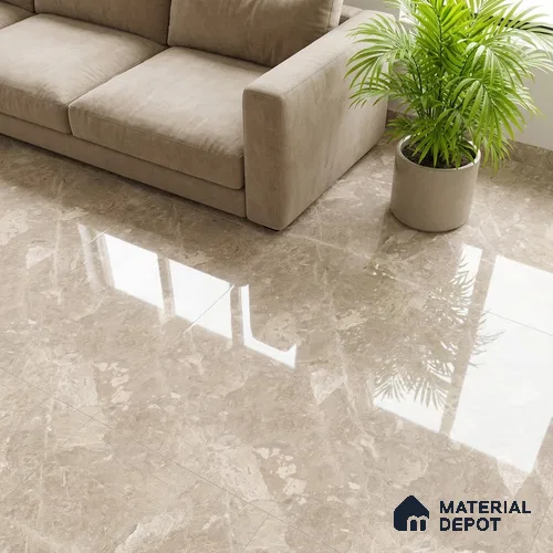Marble Wall & Floor Tile TL 05136 Marblis Walnut Elegance 4 ft x 2 ft Vitrified Endless Glossy Finish - 9 mm (Random 4) | Suitable for Living Room, Bedroom & Bathroom