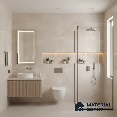 Marble Wall & Floor Tile TL 05137 Marblis Sandstone Elegance 4 ft x 2 ft Vitrified Endless Glossy Finish - 9 mm (Random 4) | Suitable for Living Room, Bedroom & Bathroom