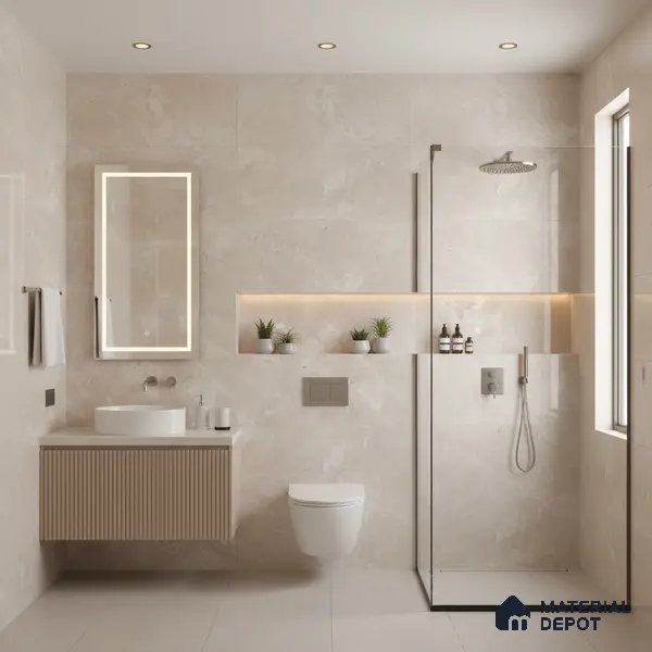 Marble Wall & Floor Tile TL 05137 Marblis Sandstone Elegance 4 ft x 2 ft Vitrified Endless Glossy Finish - 9 mm (Random 4) | Suitable for Living Room, Bedroom & Bathroom