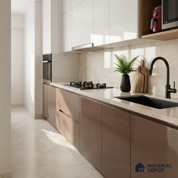 Marble Wall & Floor Tile TL 05137 Marblis Sandstone Elegance 4 ft x 2 ft Vitrified Endless Glossy Finish - 9 mm (Random 4) | Suitable for Living Room, Bedroom & Bathroom