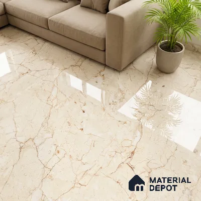 Marble Wall & Floor Tile TL 05138 Marblis Desert Pearl 4 ft x 2 ft Vitrified Endless Glossy Finish - 9 mm (Random 3) | Suitable for Living Room, Bedroom & Bathroom