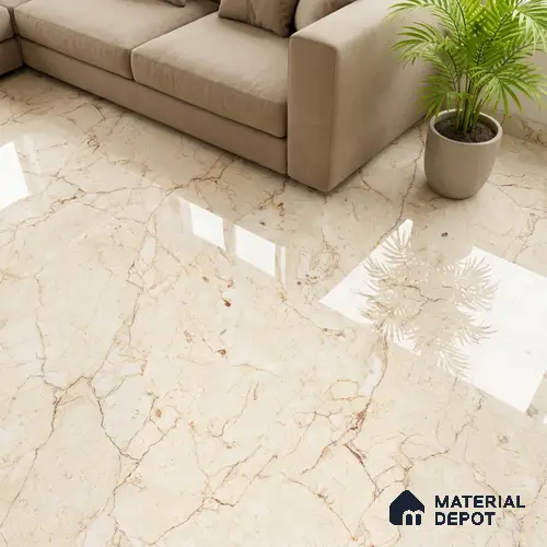 Marble Wall & Floor Tile TL 05138 Marblis Desert Pearl 4 ft x 2 ft Vitrified Endless Glossy Finish - 9 mm (Random 3) | Suitable for Living Room, Bedroom & Bathroom