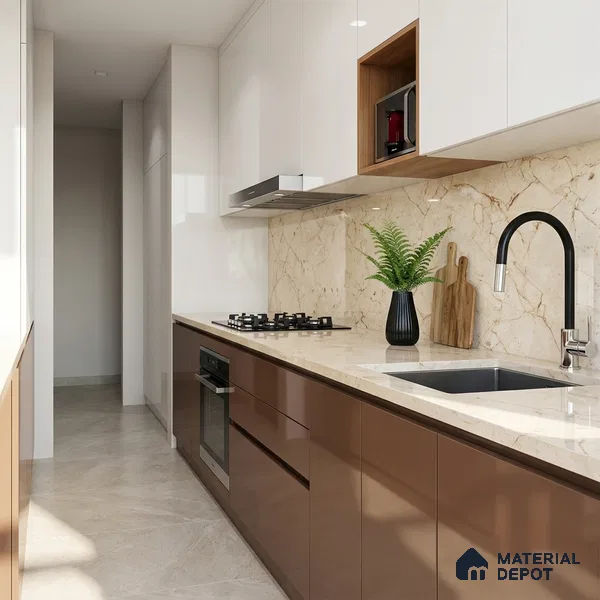 Marble Wall & Floor Tile TL 05138 Marblis Desert Pearl 4 ft x 2 ft Vitrified Endless Glossy Finish - 9 mm (Random 3) | Suitable for Living Room, Bedroom & Bathroom