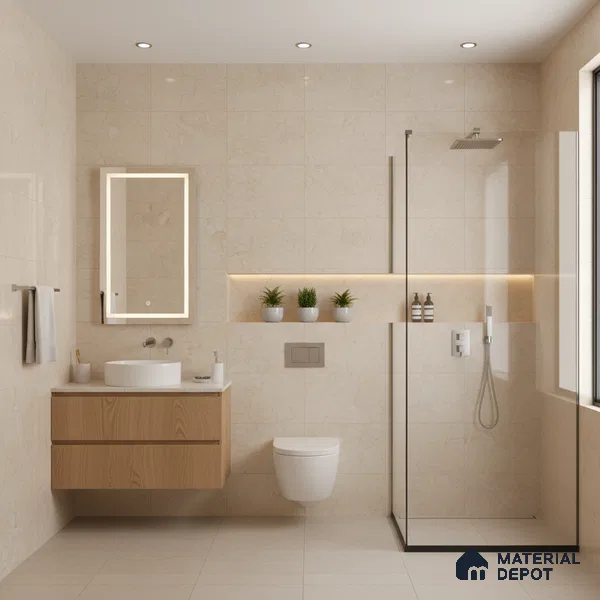 Marble Wall & Floor Tile TL 05139 Marblis Beige Mirage 4 ft x 2 ft Vitrified Endless Glossy Finish - 9 mm (Random 4) | Suitable for Living Room, Bedroom & Bathroom