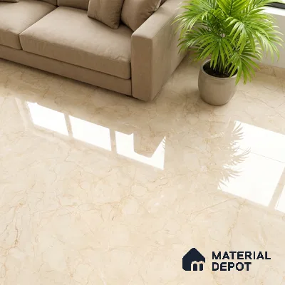 Marble Wall & Floor Tile TL 05139 Marblis Beige Mirage 4 ft x 2 ft Vitrified Endless Glossy Finish - 9 mm (Random 4) | Suitable for Living Room, Bedroom & Bathroom